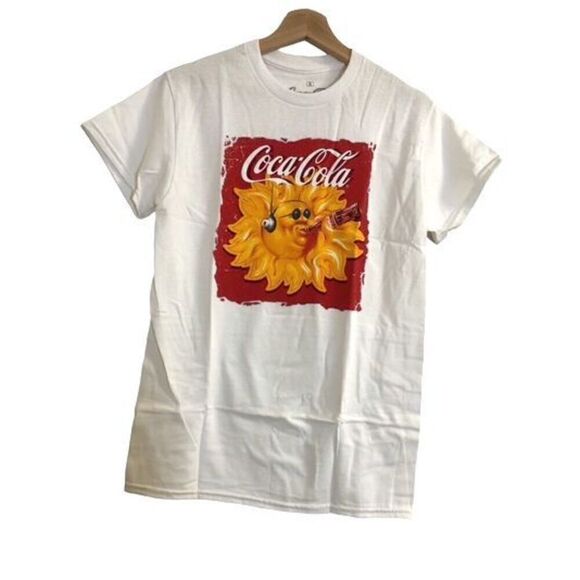 Coca-Cola Sunshine Logo 90's Retro T-Shirt Size Medium - Picture 1 of 2